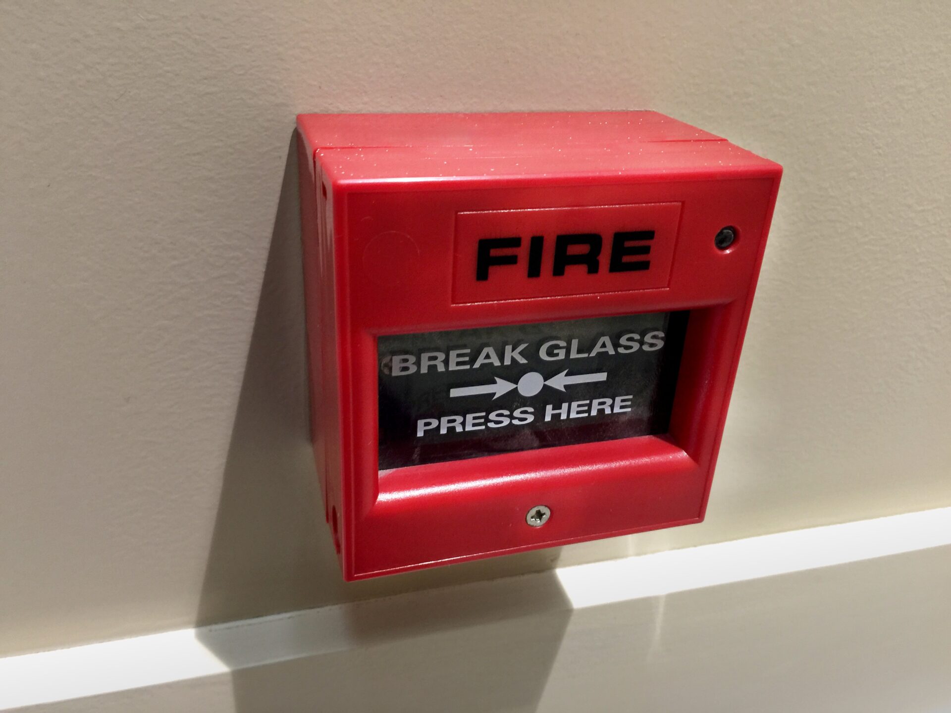 Fire Alarm Button with a break glass to activate