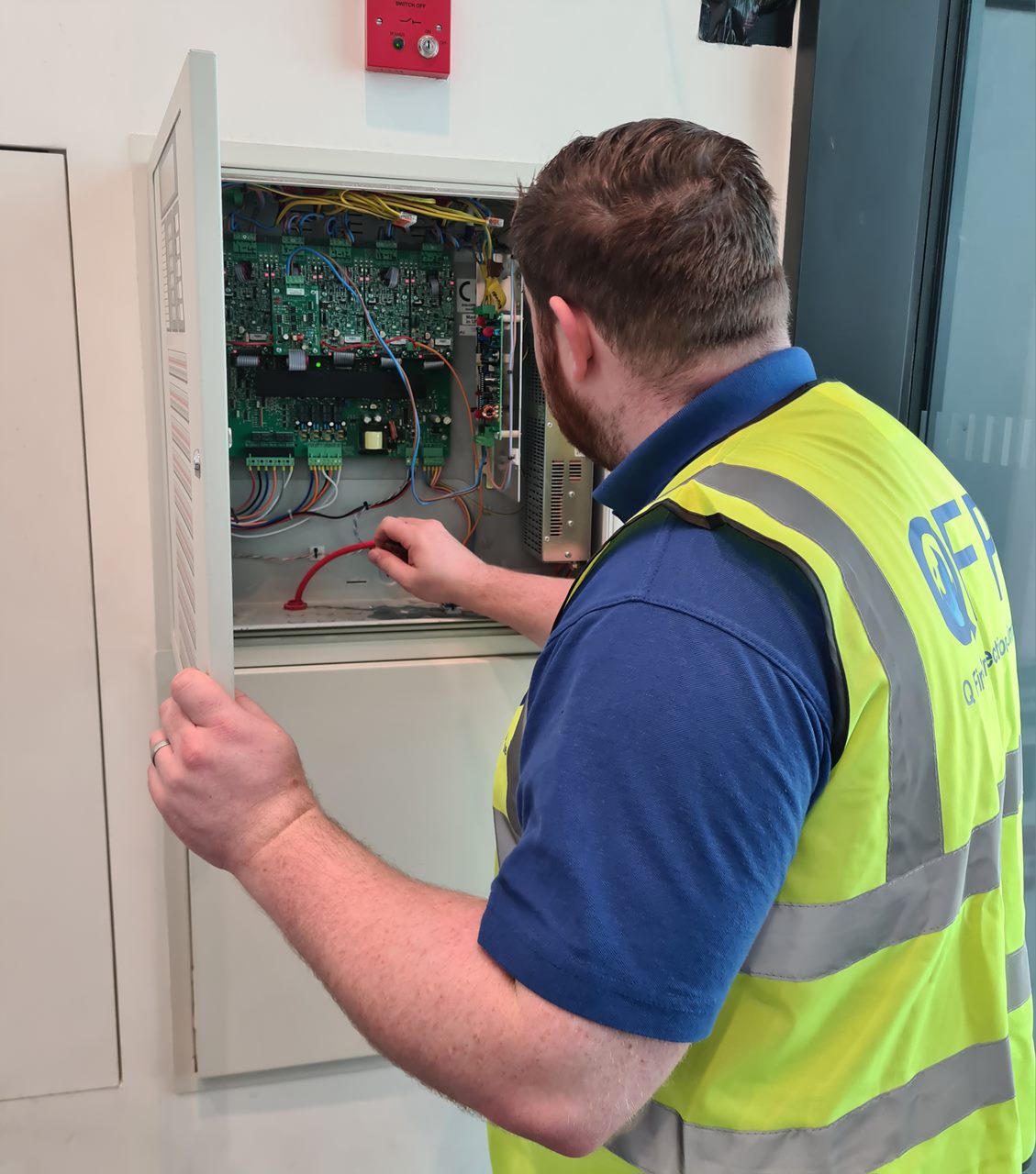 Q Fire Protection Installation of fire protection system commissioning - view of panel board